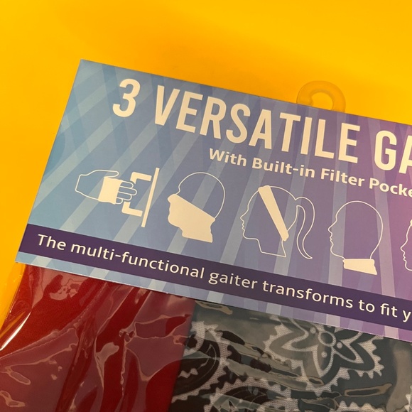 3 Pack Versatile Gaiters Face Scarf w/ Built In Filter Pockets Wind Protection - Picture 5 of 9